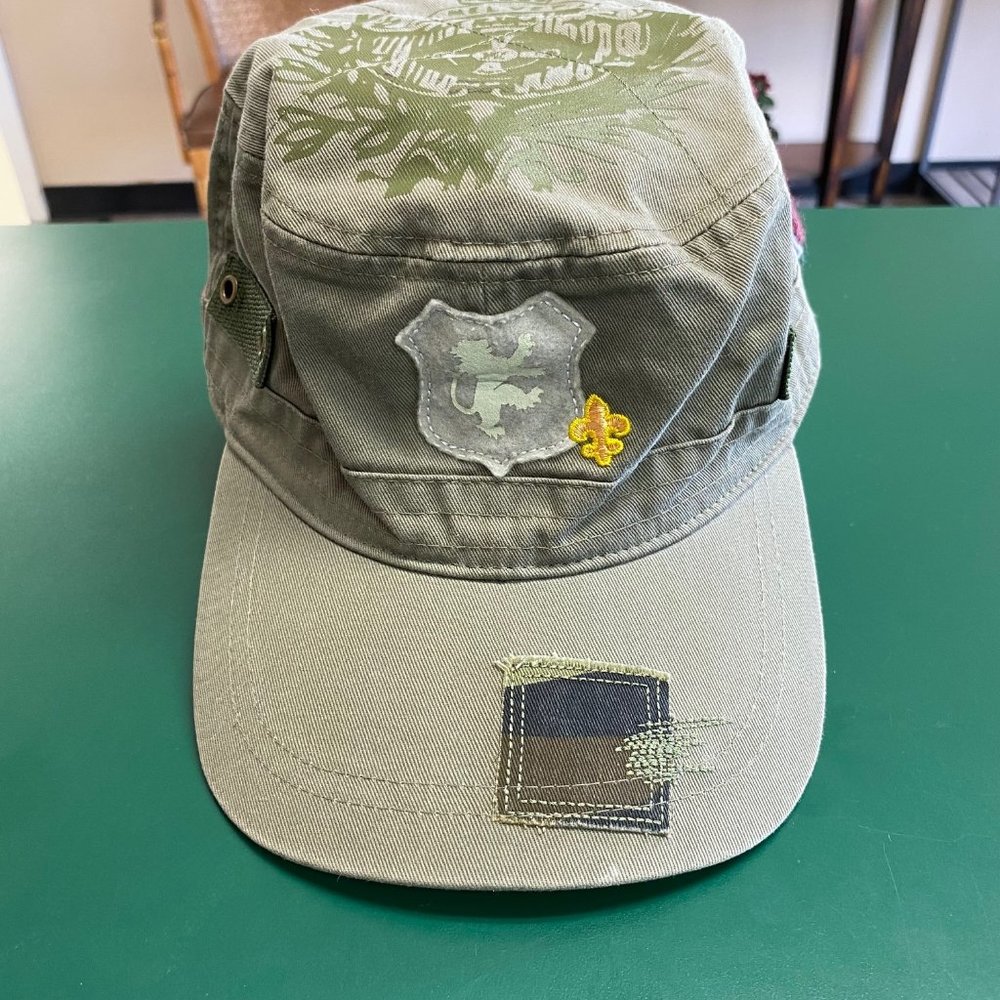 Army Green Militia Patchwork 70's Style Ball Cap Hat